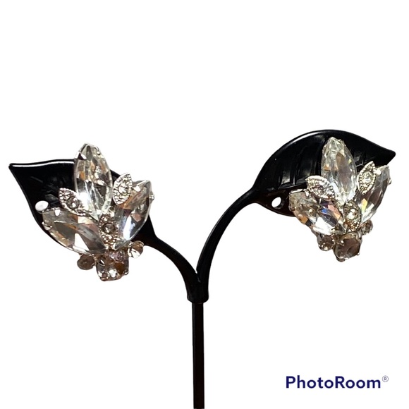 🌹Vintage Eisenberg Wedding Crystal Rhinestone clip Earrings #Prom - Picture 7 of 8